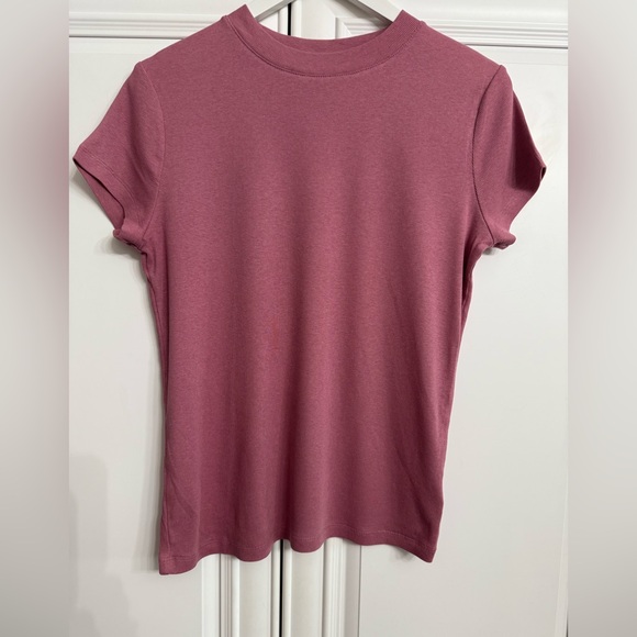 a new day Women’s Size Large Mauve Short Sleeve Crew Neck Ribbed T-Shirt Top - Picture 5 of 11
